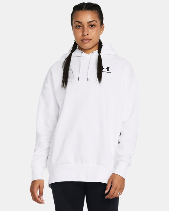 Women's UA Icon Fleece Oversized Hoodie, White, pdpMainDesktop image number 0